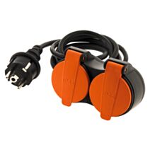 Rallonge électrique de jardin 2 prises 2P+T IP44 H07RN-F 3G1,5mm² 5m