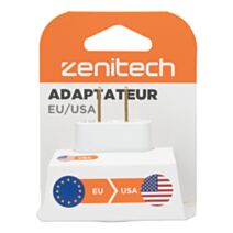 Adaptateur mâle US vers femelle Europe 6A blanc compact - ZENITECH