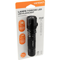 Lampe torche LED rechargeable zoom 500/160 Lumens noir - ZENITECH