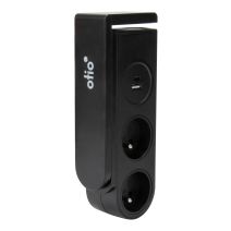 Bloc gekko clipsable 2 prises + 2 USB noir