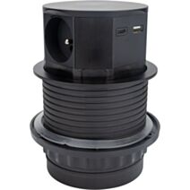 Bloc multiprise noir encastrable compact bureau/cuisine - OTIO