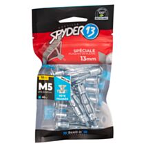 12 chevilles corps creux acier zingué - M5x50mm + vis tête fraisée acier