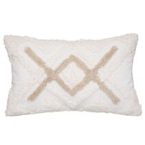 Housse coussin tufté 30x50cm blanc - ATMOSPHERA