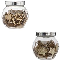 Décoration de Noël Bocal Forme Bois paillette Or - FEERIC