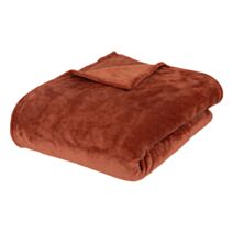Plaid flanelle uni 180x230cm terracotta - ATMOSPHERA
