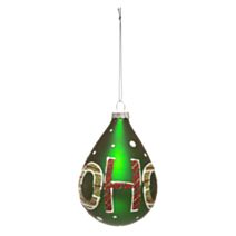 Boule de Noël verre Goutte HoHoHo vert Ø8cm