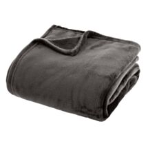 Plaid flanelle uni 180x230 gris foncé - ATMOSPHERA