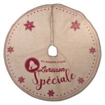 Tapis sapin jute rouge/noir d90cm