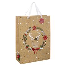 Grand sac cadeau Kraft "Joyeuses fêtes" - FEERIC