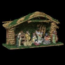 Crèche avec 9 santons