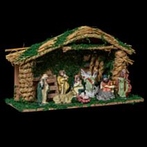 Crèche avec 9 santons