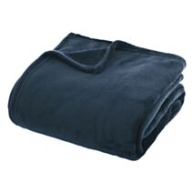 Plaid flanelle uni Egeen 180x230 bleu - ATMOSPHERA