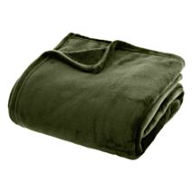 Plaid flanelle uni 180x230cm kaki - ATMOSPHERA