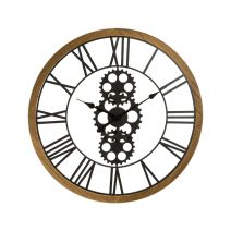Pendule murale industrielle bois/métal ∅70cm