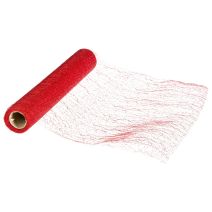 Chemin de table tissu Mesh métal 28x400cm Rouge