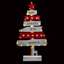 Sapin pancarte bois led 50cm