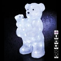 Décoration lumineuse extérieure Ours+bébé extérieur 56 LED 44cm