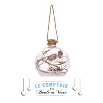 Boule de Noël Fiole Nature Verre Ø8cm