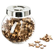 Bocal d'étoiles et flocons en bois marron- ATMOSPHERA