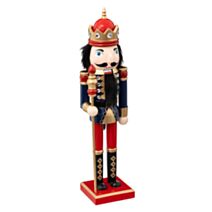 Décoration de Noël Casse-noisette bleu/rouge H38cm - ATMOSPHERA