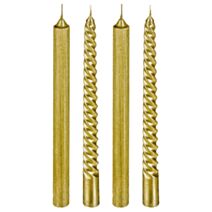 Lot de 4 bougies bâtons pailletées ou twist or 48gr - ATMOSPHERA