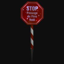 Panneau "Stop passage du Père Noël" solaire 56 cm