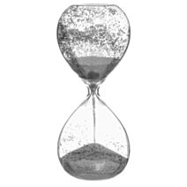 Sablier en verre Haut.20cm avec paillettes argent