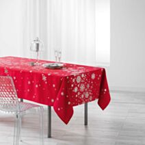 NAPPE RECTANGLE 150 x 300 CM POLYESTER IMP. METALLISE CONSTELLATION ROUGE