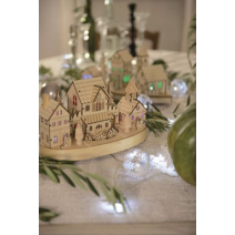 Village et Train en bois 3 LED RGB 16,5x27x5x15cm - BLACHERE