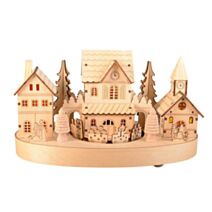 Village et Train en bois 3 LED RGB 16,5x27x5x15cm - BLACHERE