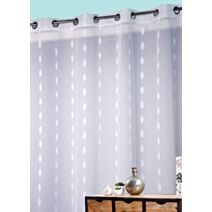 Voilage Lisa 140x260cm - blanc feuilles Jacquard verticales - ROCLE