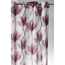 Voilage imprimé Bloom 140x240cm rouge bourgogne 177 - ROCLE