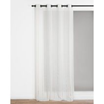Voilage Elouan aspect lin bandes verticales 140x260 blanc - ROCLE