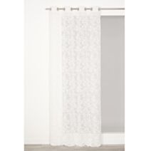 Panneau voilage brodé roses fil chenille 140x240 ivoire - ROCLE