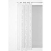 Panneau voilage brodé rose en fil chenille 140x240 ivoire - ROCLE