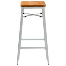 Tabouret de bar en bois Ava 41 x 41 x 75 cm blanc - INVENTIV