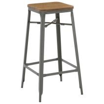Tabouret de bar en bois Ava 41 x 41 x 75 cm gris - INVENTIV
