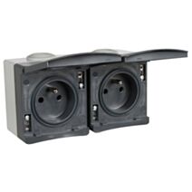 Prise 2P+T en saillie Sub-Line Etanche 16A Gris - INVENTIV