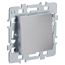 Bouton Poussoir Di-Line à Encastrer + Plaque Support Métal Argent - INVENTIV'