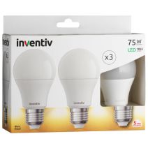 3 ampoules led SMD E27 1055lm 10W blanc chaud - INVENTIV