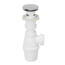 Ensemble bonde + siphon pour lavabo avec trop-plein intégré