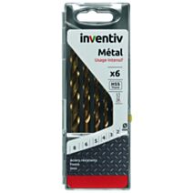 Coffret 6 forets métaux HSS titane - INVENTIV