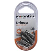 10 Embouts de vissage torsion PH2 25 mm - INVENTIV
