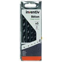 Coffret 5 forets béton Ø4-5-6-8-10 mm - INVENTIV