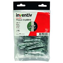 15 Chevilles Double Plaque Plâtre Ø10x63mm + Vis TR Ø5x72mm - INVENTIV