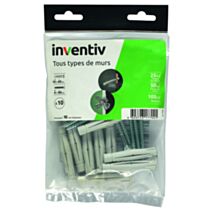 10 Chevilles Tous Matériaux Ø10x60mm + Vis TF  Ø6x80mm - INVENTIV
