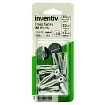 20 Chevilles Nylon Tous Matériaux Ø6x35mm - INVENTIV