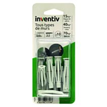 10 Chevilles Nylon Tous Matériaux Ø8x50mm - INVENTIV