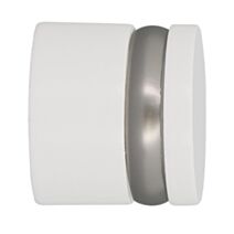 Embout de barre à rideaux bouchon Ø28 à visser bague métal laqué blanc - INVENTIV