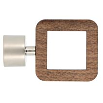 Embout de barre à rideaux carré ajouré Ø28 à visser chêne foncé - INVENTIV